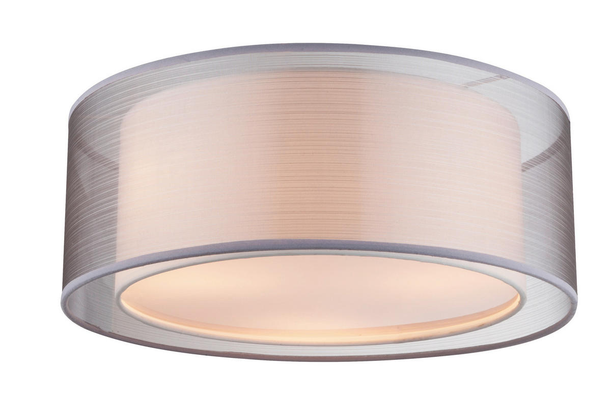 DECKENLEUCHTE  40/17,5 cm    - Grau/Nickelfarben, Design, Kunststoff/Textil (40/17,5cm) - Globo