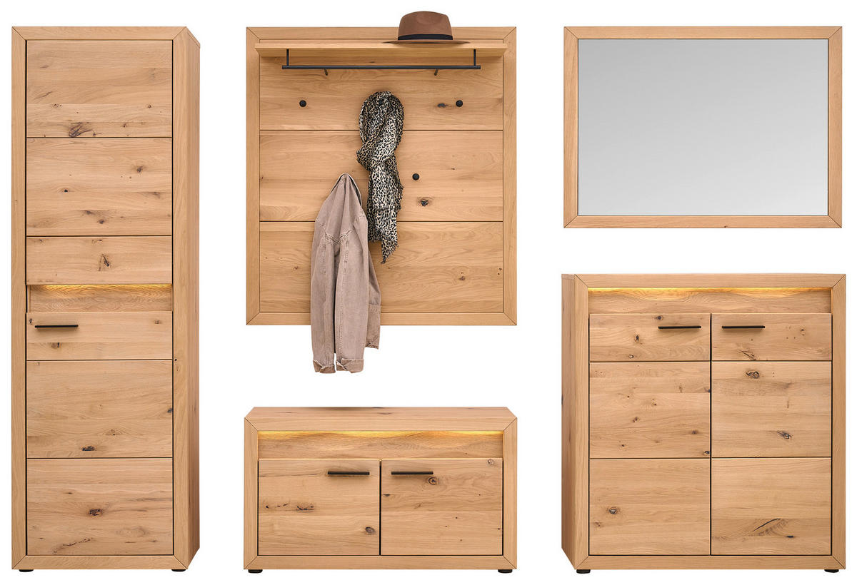 GARDEROBENSCHRANK  in 63,8/199/40 cm  - Eichefarben/Schwarz, KONVENTIONELL, Holz/Metall (63,8/199/40cm) - Linea Natura