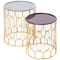 SADA PRÍRUČNÝCH STOLÍKOV, zlatá - zlatá, Design, kov - MID.YOU