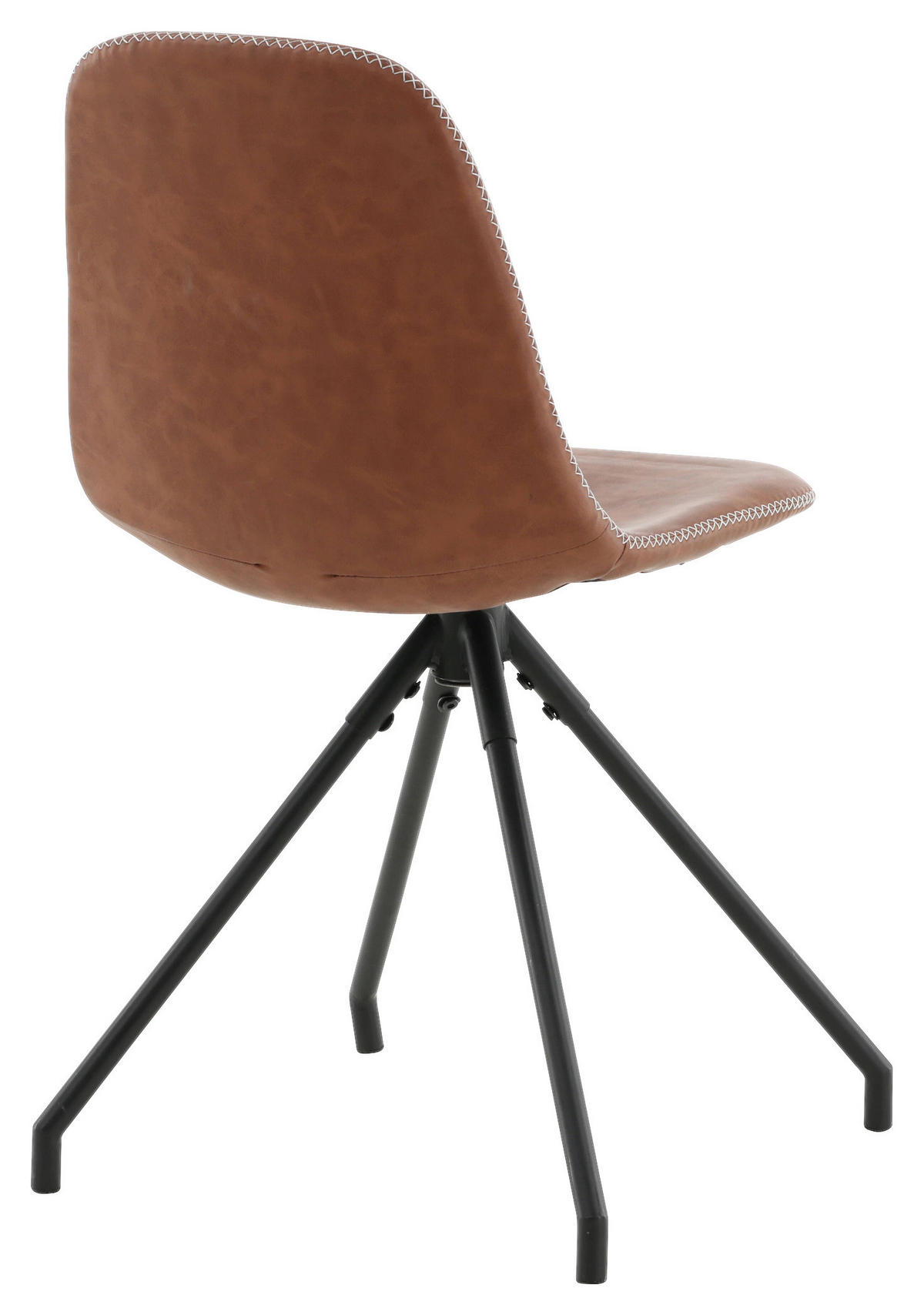 STUHL-SET 2 Stück  in Stahl Lederlook (vegan)  - Cognac/Schwarz, Design, Textil/Metall (44/88/54cm) - Livetastic