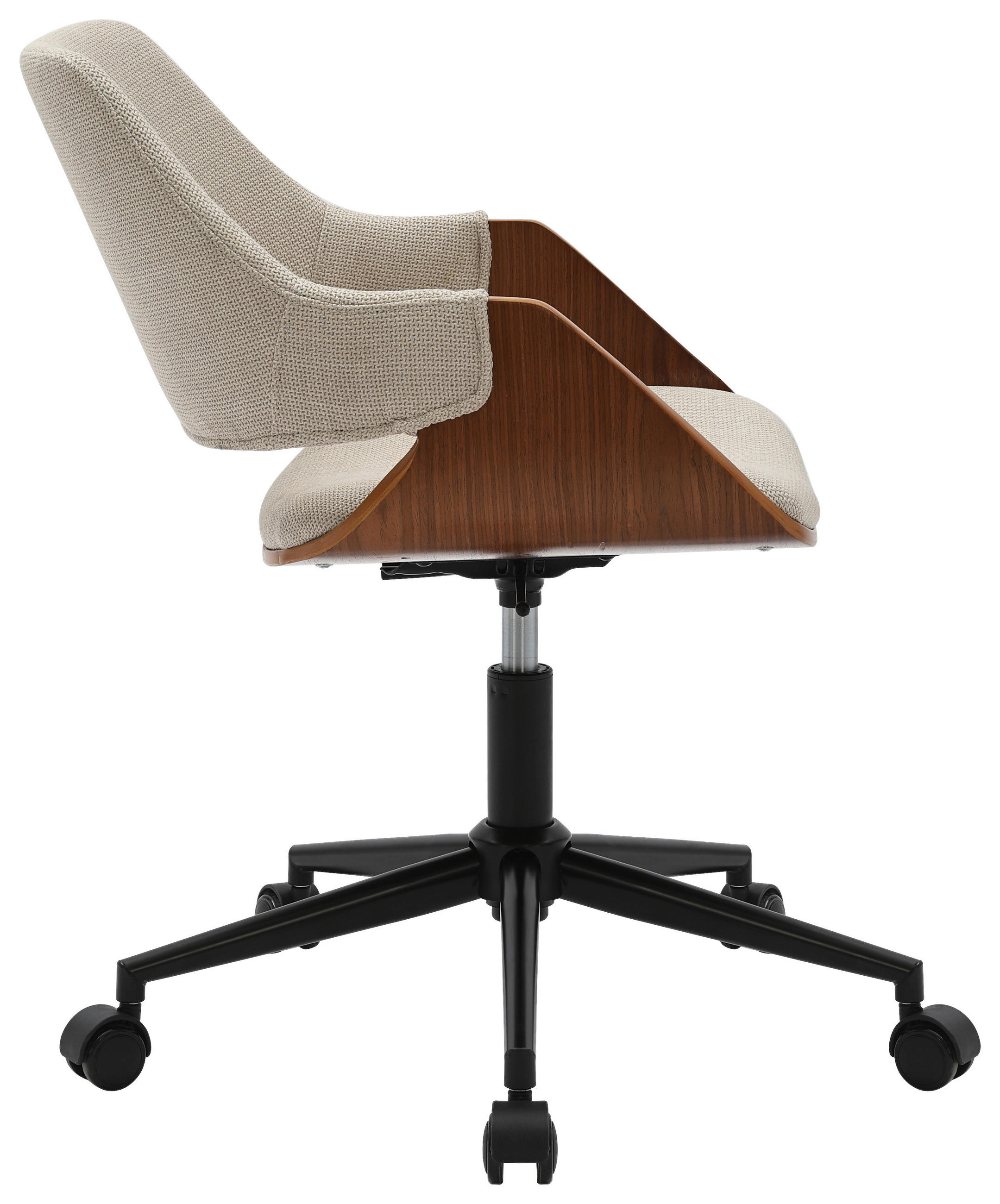 DREHSTUHL Leinenoptik Beige, Walnussfarben  - Beige/Walnussfarben, MODERN, Holz/Kunststoff (51/78/88/57cm) - MID.YOU