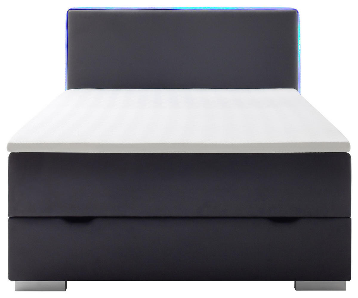 BOXSPRINGBETT 140/200 cm  in Schwarz  - Silberfarben/Schwarz, MODERN, Kunststoff/Textil (140/200cm) - Livetastic