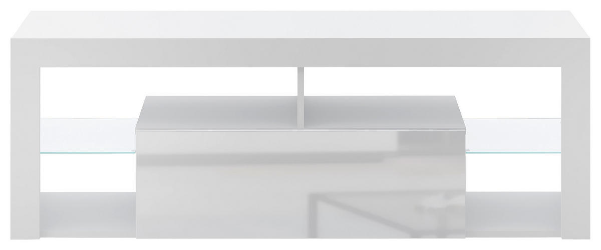 LOWBOARD EVEREST  in 140/50,5/35 cm  - Schwarz/Weiß, Design, Glas/Holzwerkstoff (140/50,5/35cm) - Livetastic