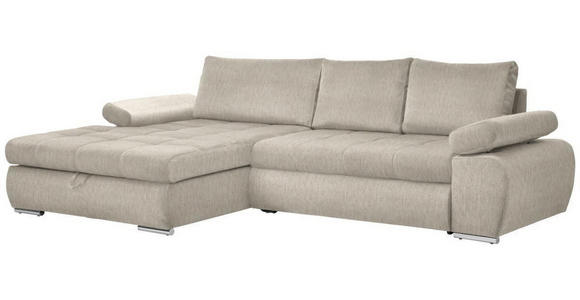 ECKSOFA in Flachgewebe Beige  - Chromfarben/Beige, Design, Kunststoff/Textil (173/294cm) - Carryhome