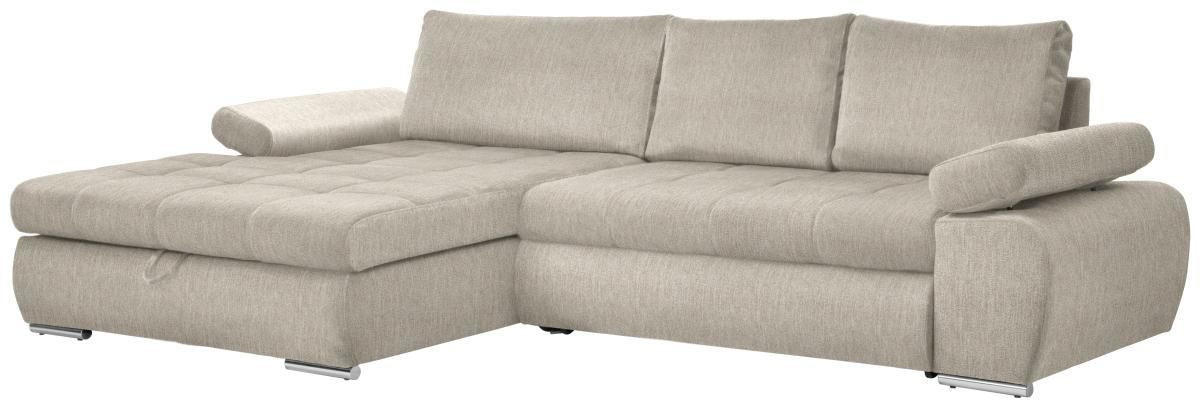 ECKSOFA Beige Flachgewebe  - Chromfarben/Beige, Design, Kunststoff/Textil (173/294cm) - Carryhome