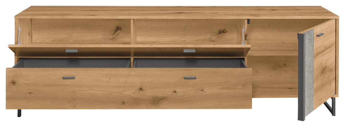 TV-ELEMENT - Dunkelgrau/Eiche Artisan, Design, Holzwerkstoff/Stein (213,7/66,5/43,8cm) - SetOne by Musterring