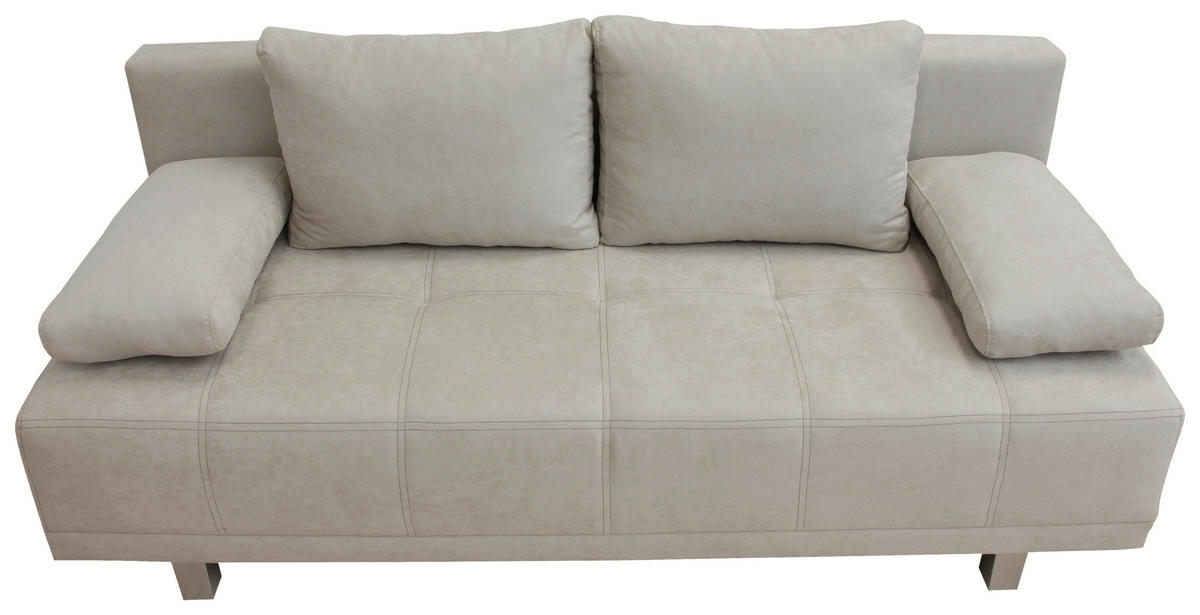 SCHLAFSOFA in Samt Beige  - Chromfarben/Beige, Design, Kunststoff/Textil (194/77/89cm) - MID.YOU