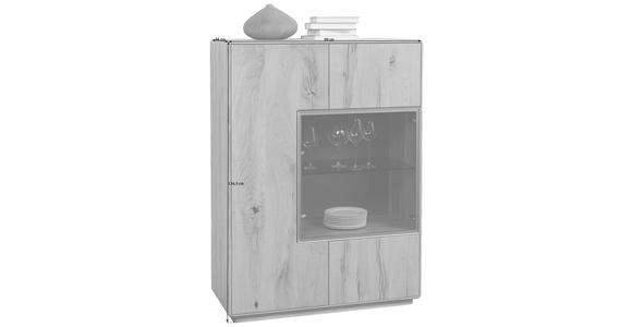 HIGHBOARD Wildeiche massiv gebürstet Schlammfarben, Eichefarben - Schlammfarben/Eichefarben, Design, Glas/Holz (99/134,5/44cm) - Valnatura