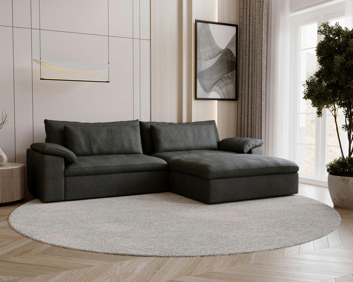 ECKSOFA  in Webstoff Anthrazit  306/198 cm  - Anthrazit/Schwarz, MODERN, Kunststoff/Textil (306/198cm) - Carryhome