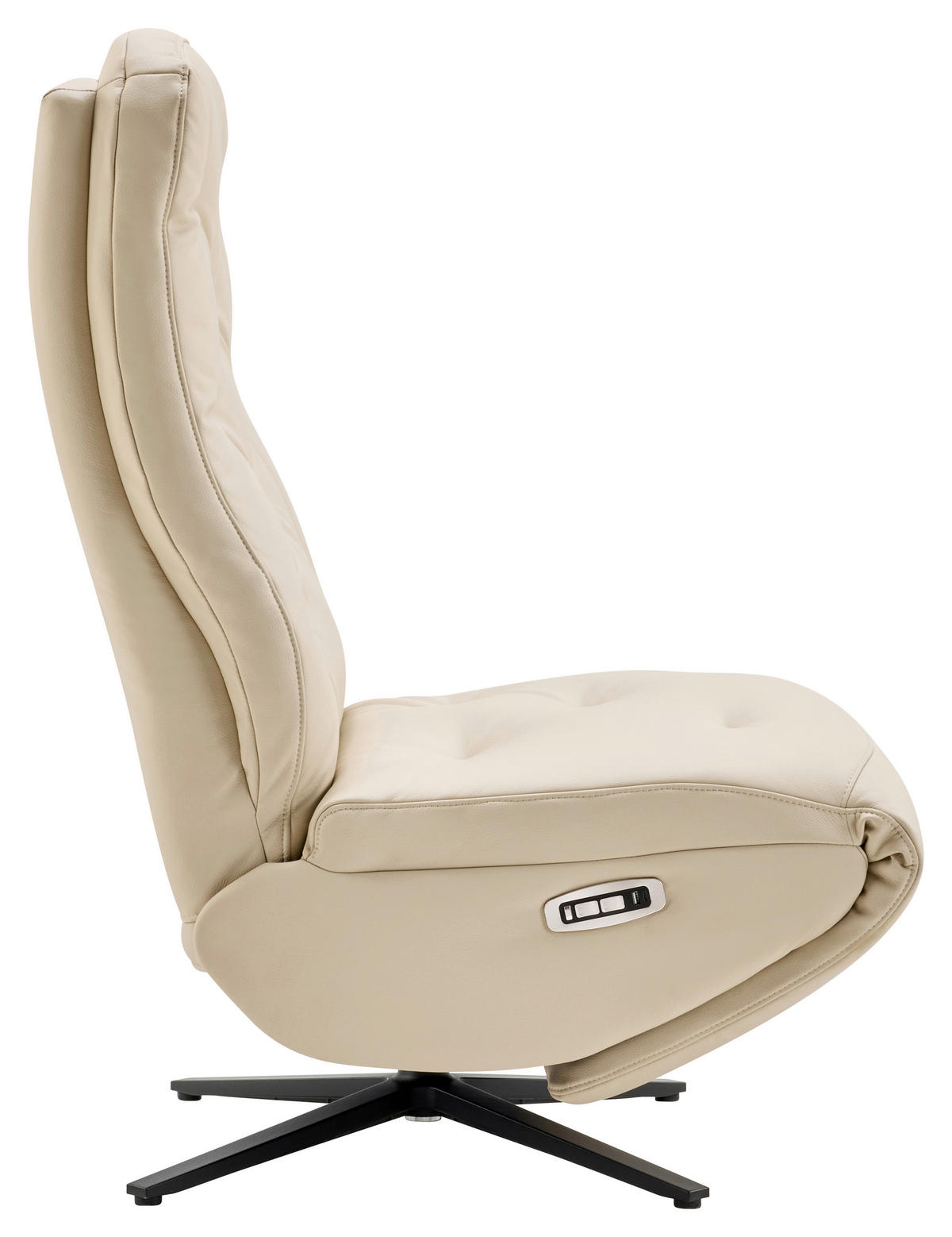 RELAXSESSEL Webstoff Relaxfunktion, Fußteilverstellung    - Creme/Schwarz, Design, Textil/Metall (68/113/84cm) - Livetastic
