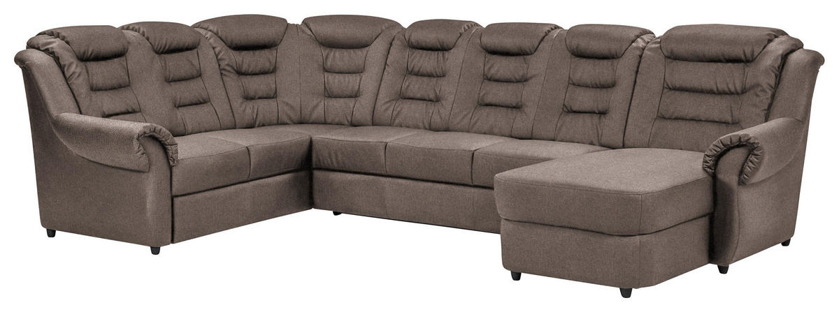 WOHNLANDSCHAFT in Chenille Taupe  - Taupe/Schwarz, Konventionell, Kunststoff/Textil (216/333/165cm) - Livetastic