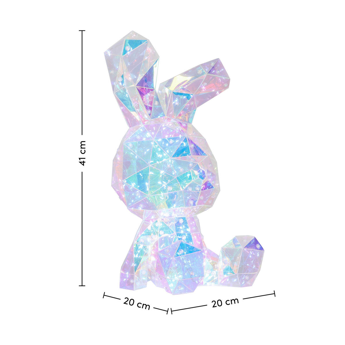 LED-DEKOLEUCHTE Hase 20/20/41 cm   - Transparent/Perlmutt, Design, Kunststoff (20/20/41cm) - Novel