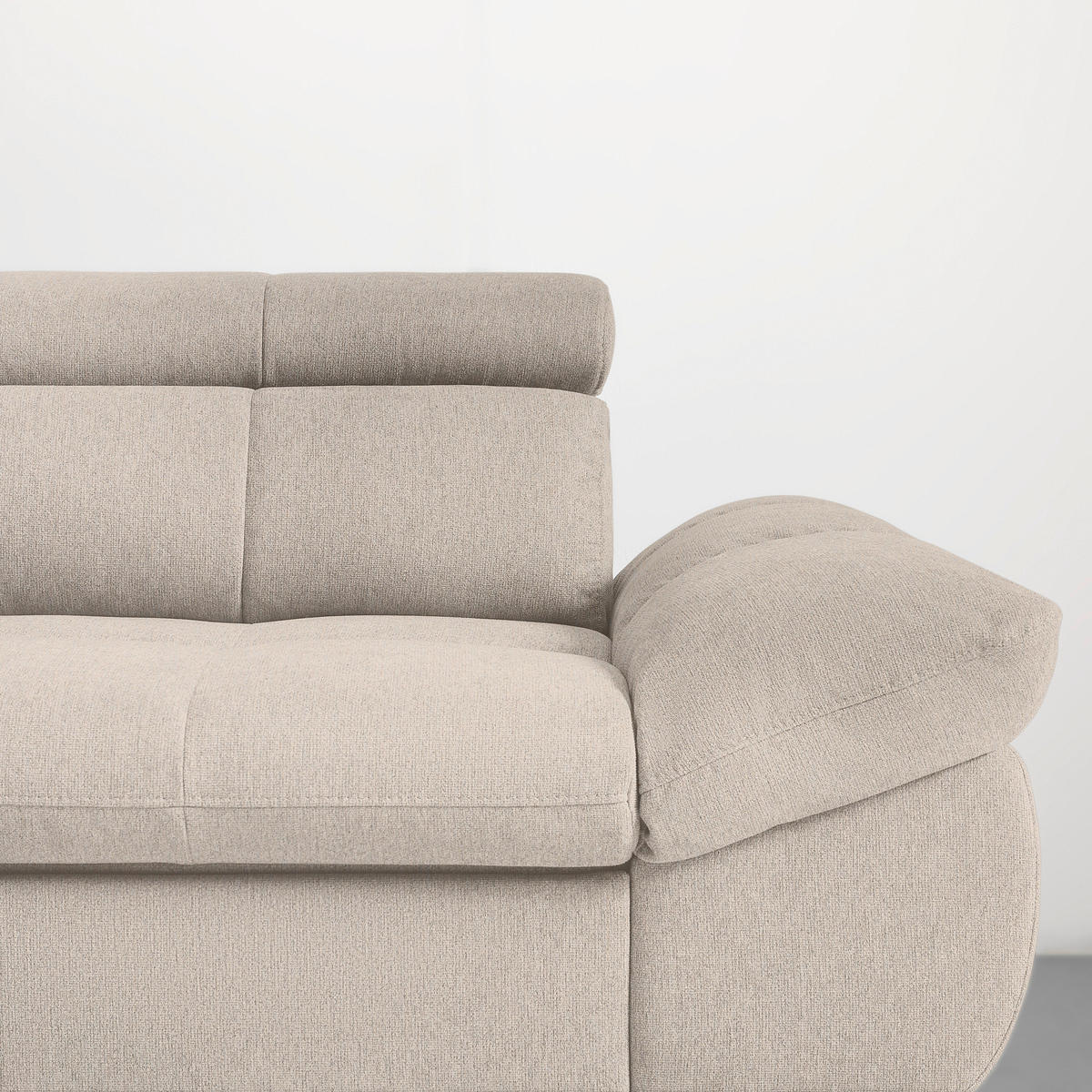 ECKSOFA in Chenille Beige  - Beige/Schwarz, Modern, Textil/Metall (201/296cm) - Livetastic