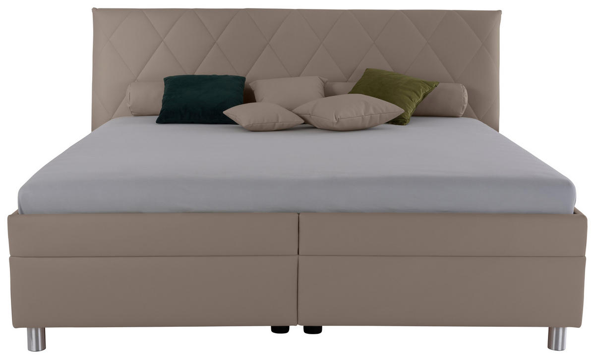 POLSTERBETT Matratze, Lattenrost, Bettkasten Cappuccino 200/200 cm  - Birkefarben/Silberfarben, KONVENTIONELL, Holz/Textil (200/200cm) - Esposa
