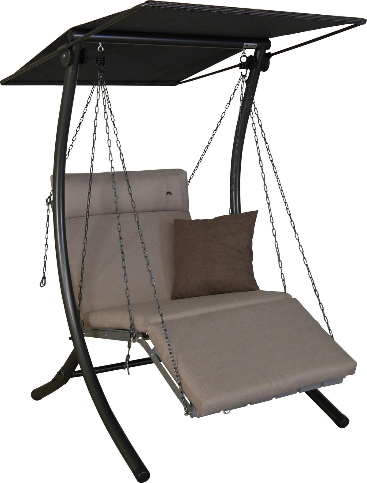HOLLYWOODSCHAUKEL 100/160/145 cm  - Sandfarben/Dunkelgrau, Basics, Kunststoff/Textil (100/160/145cm) - Boxxx