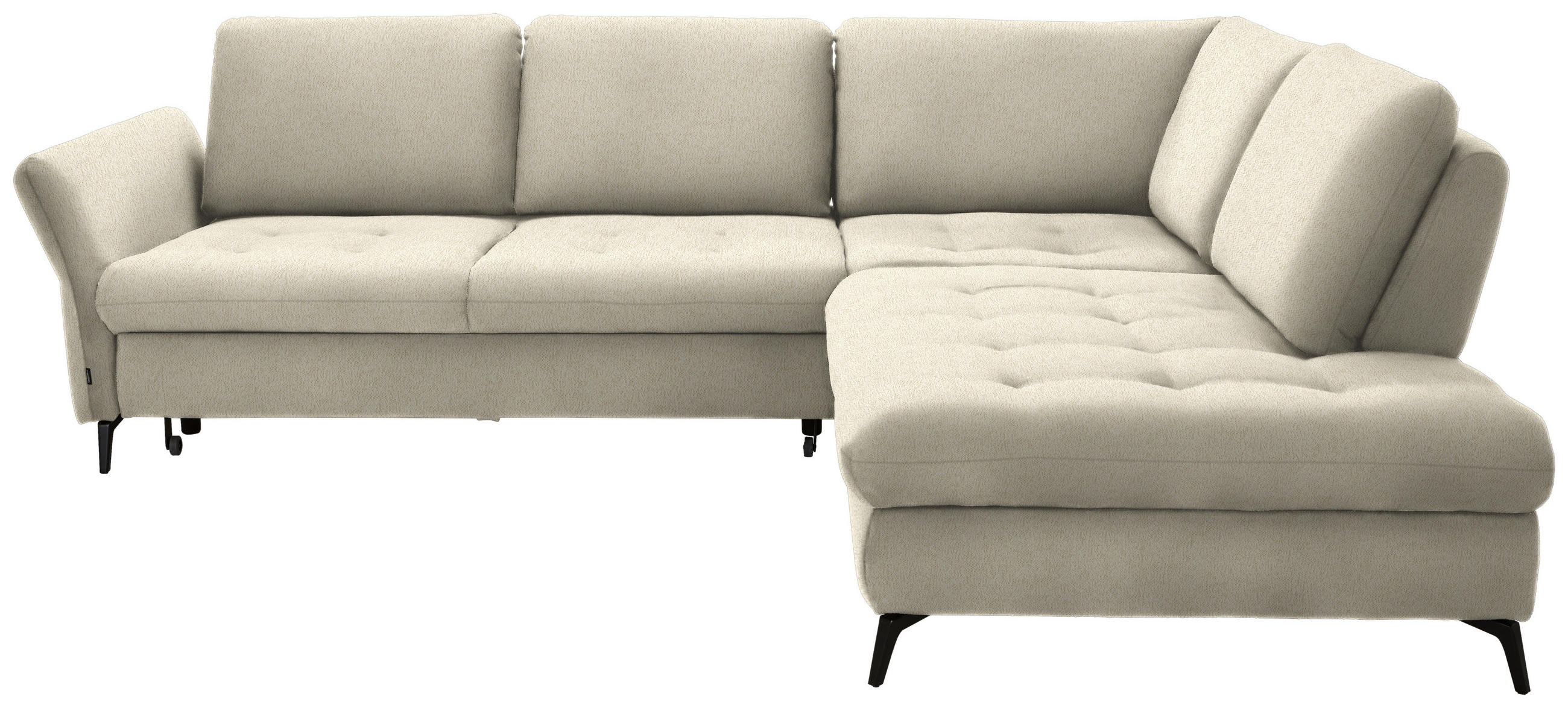 ECKSOFA in Struktur Creme  288/233 cm  - Creme/Schwarz, Natur, Textil/Metall (288/233cm) - Valnatura