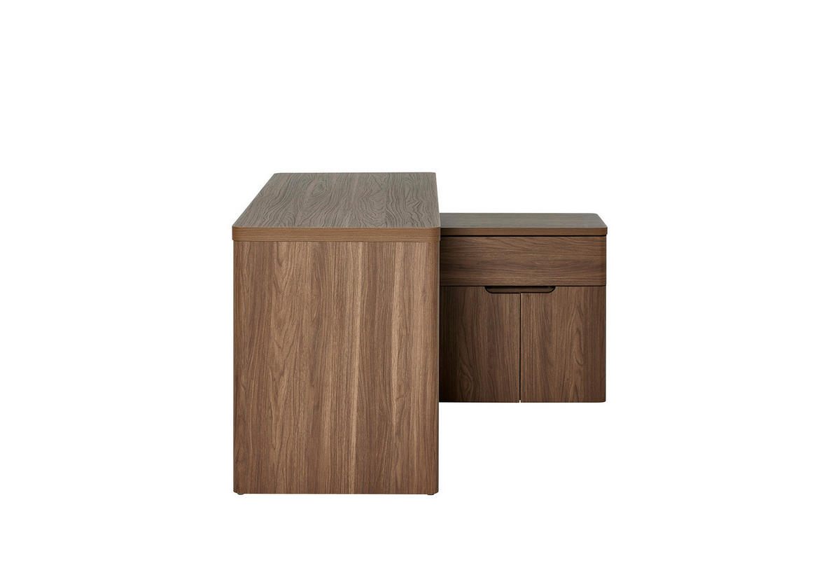 ECKSCHREIBTISCH 140/117,5/77 cm Walnussfarben Stauraum, seitenverkehrt montierbar  - Walnussfarben, KONVENTIONELL, Holzwerkstoff (140/117,5/77cm) - MID.YOU