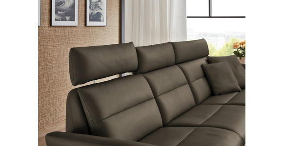 ECKSOFA in Echtleder Graubraun  300/157 cm  - Graubraun/Schwarz, Design, Leder/Metall (300/157cm) - Dieter Knoll