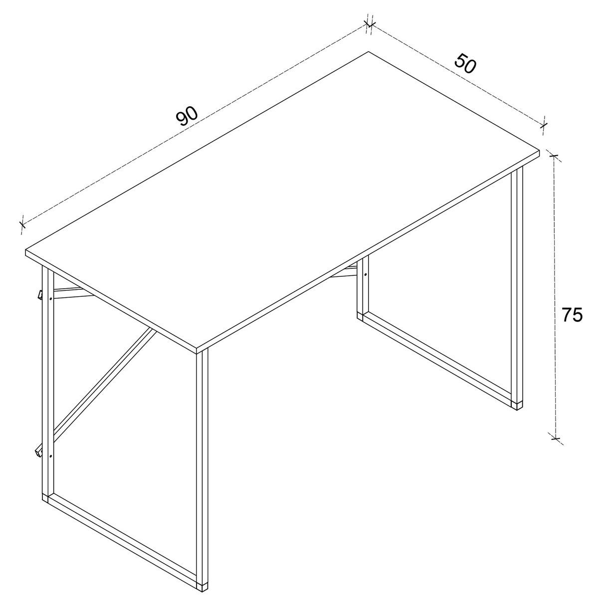 SCHREIBTISCH 90/50/75 cm  in Weiss  - Weiss/Schwarz, Design, Holzwerkstoff/Metall (90/50/75cm) - MID.YOU