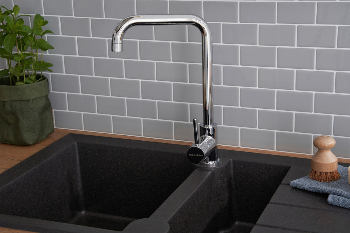 SPÜLE 1712ALINEO100X50S  - Schwarz, Trend, Stein (100/21/50cm) - Respekta