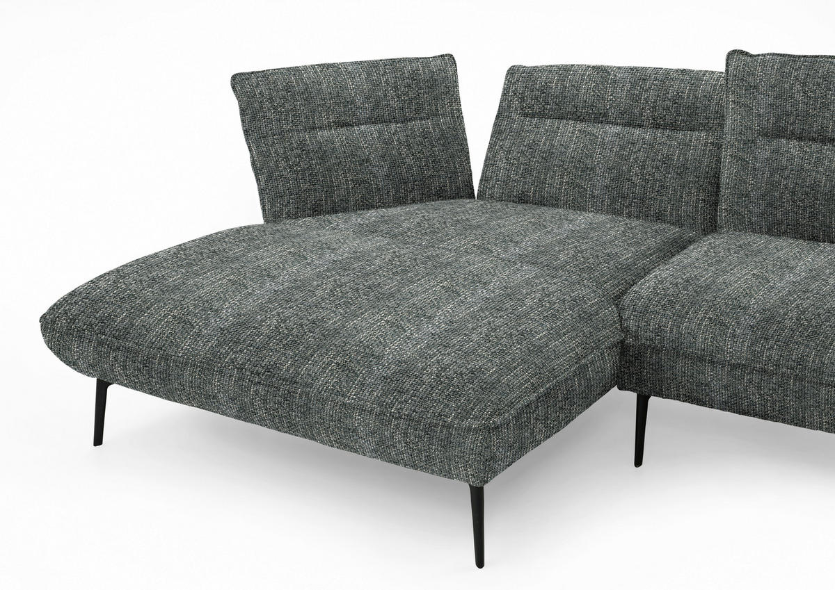 ECKSOFA in Flachgewebe Dunkelgrau  153/339 cm  - Dunkelgrau/Schwarz, Design, Textil/Metall (153/339cm) - Moderano