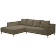 ECKSOFA in Flachgewebe Braun  202/306 cm  - Buchefarben/Braun, KONVENTIONELL, Holz/Textil (202/306cm) - Carryhome