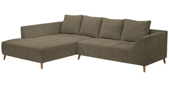 ECKSOFA in Flachgewebe Braun  202/306 cm  - Buchefarben/Braun, KONVENTIONELL, Holz/Textil (202/306cm) - Carryhome