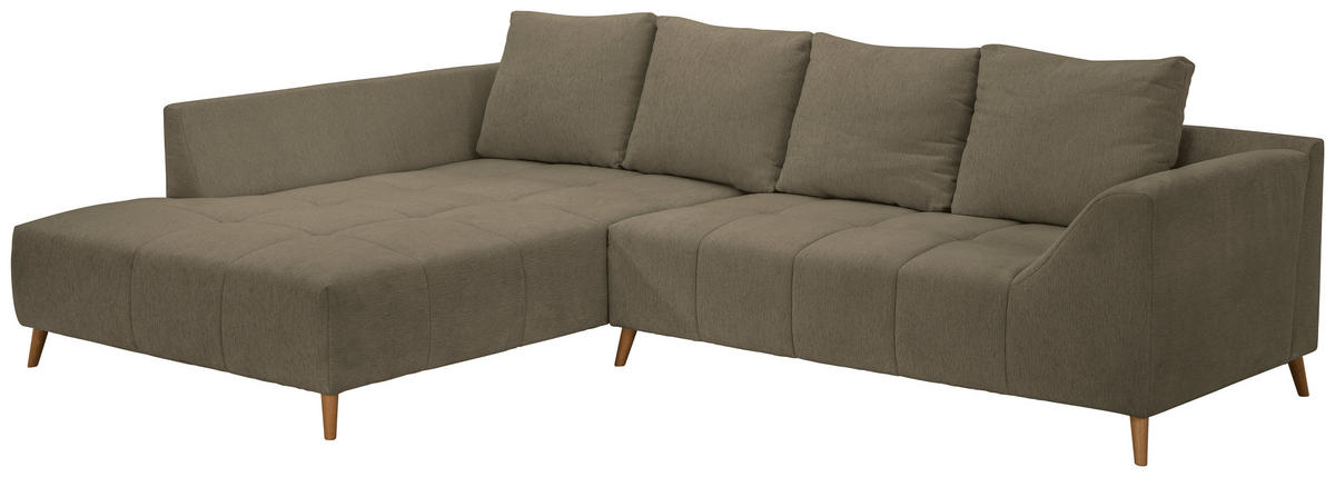 ECKSOFA in Flachgewebe Braun  202/306 cm  - Buchefarben/Braun, KONVENTIONELL, Holz/Textil (202/306cm) - Carryhome