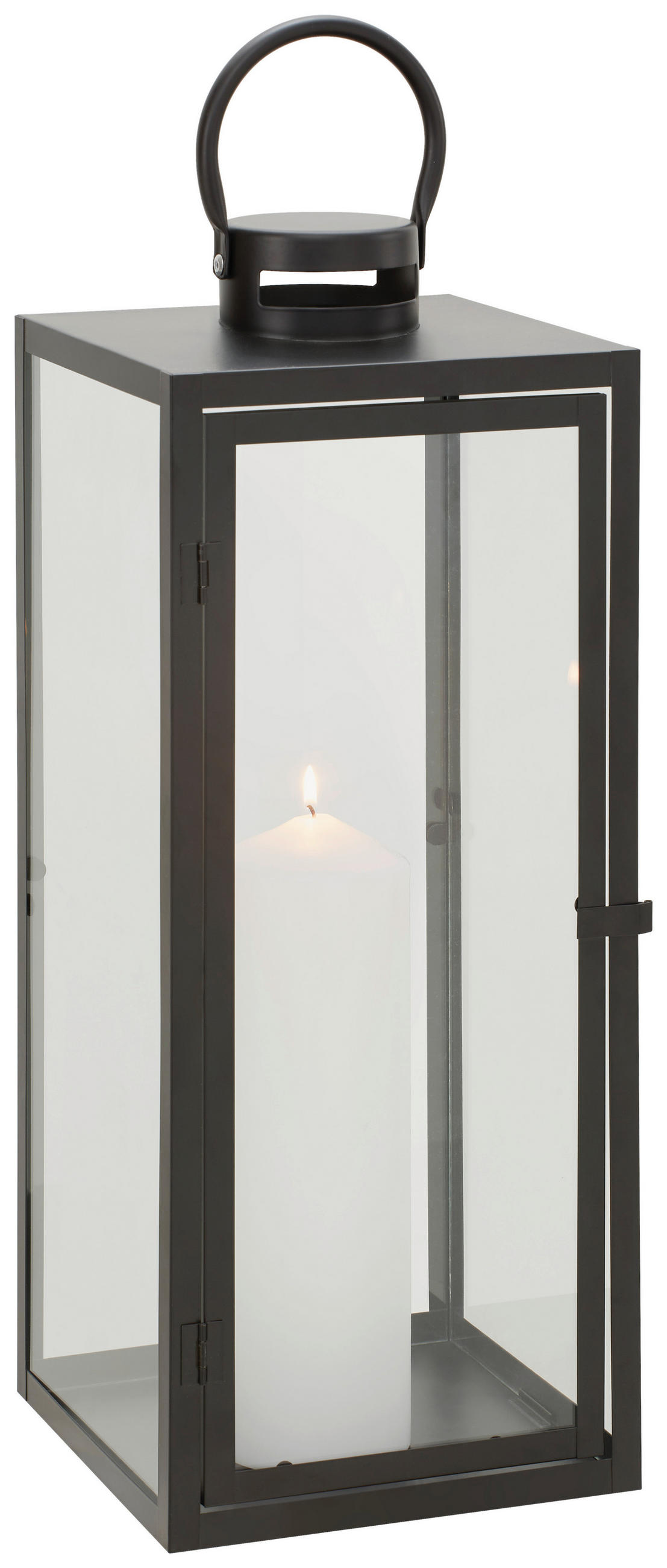 LATERNE - Schwarz, Basics, Glas/Metall (21/54/22cm) - Ambia Home