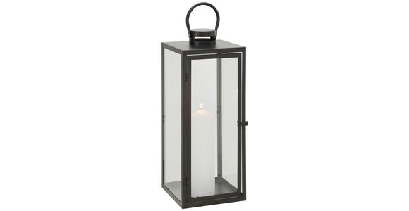 LATERNE - Schwarz, Basics, Glas/Metall (21/54/22cm) - Ambia Home