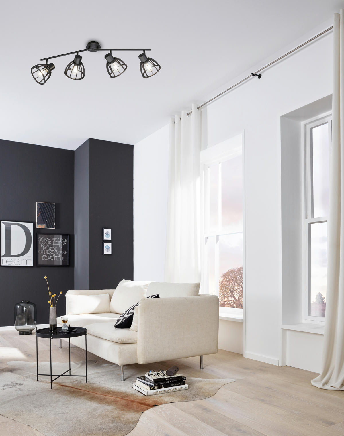 DECKENLEUCHTE     - Schwarz, Basics, Metall (14/79cm) - Fischer & Honsel