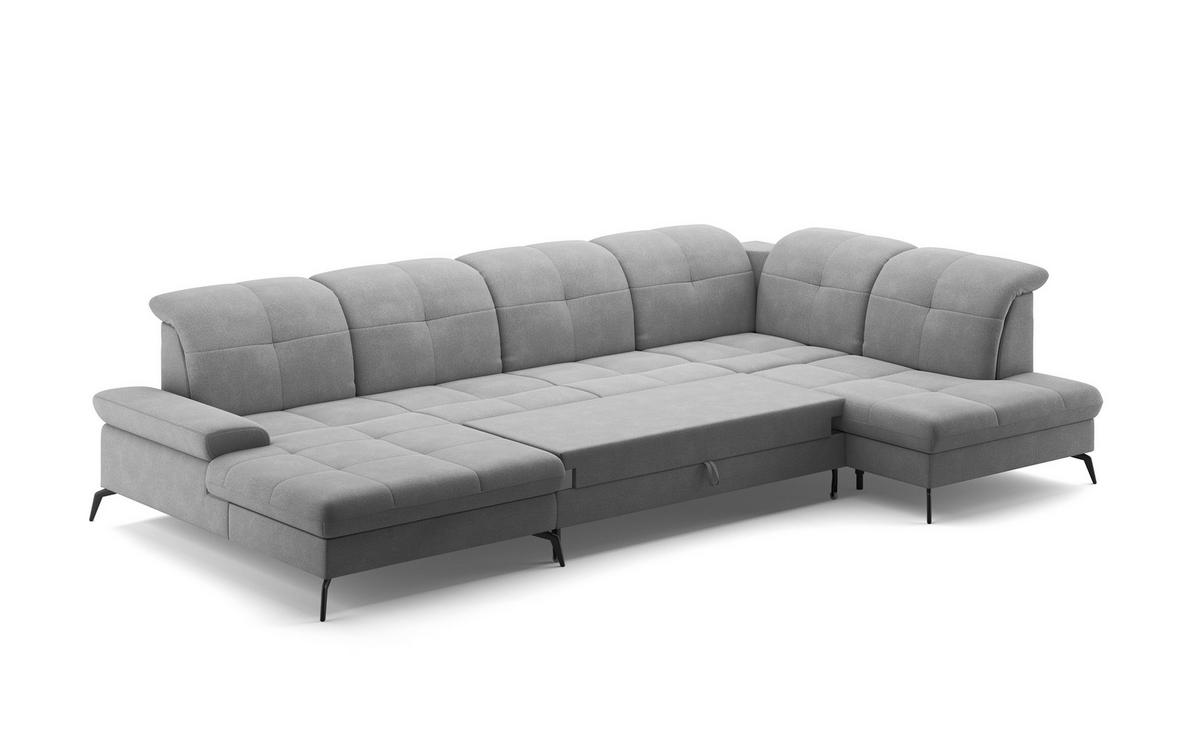 WOHNLANDSCHAFT in Flachgewebe Grau  - Schwarz/Grau, Konventionell, Textil/Metall (185/357/231cm) - Sit & More