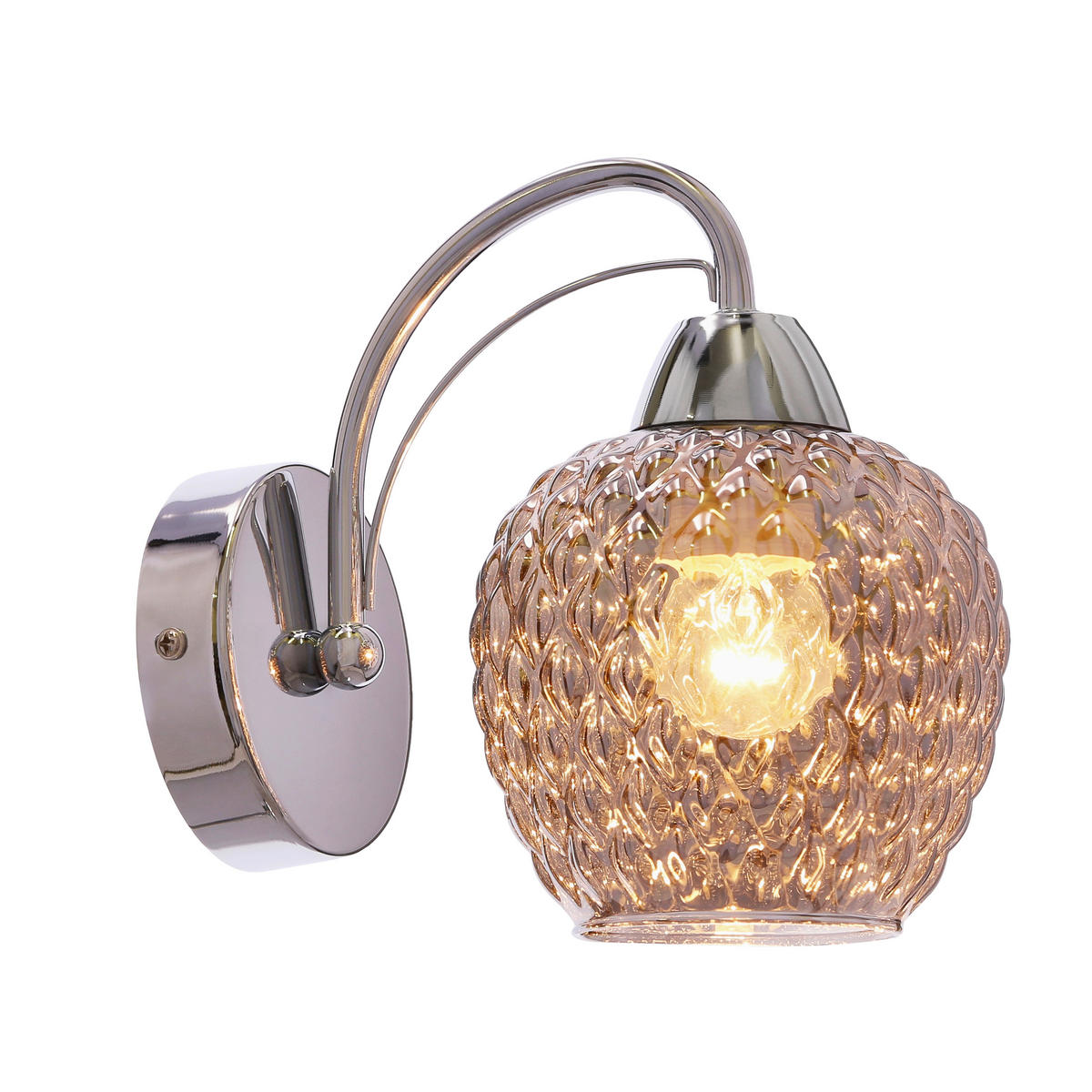 WANDLEUCHTE 20.5/13/19.5 cm   - Chromfarben, KONVENTIONELL, Glas/Metall (20.5/13/19.5cm)