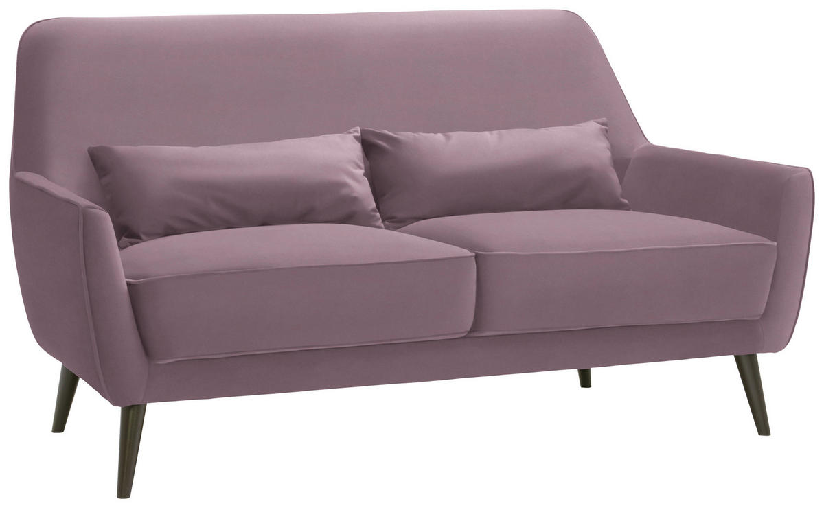 3-SITZER-SOFA in Mikrofaser Altrosa  - Schwarz/Altrosa, Trend, Holz/Textil (160/86/80cm) - Carryhome