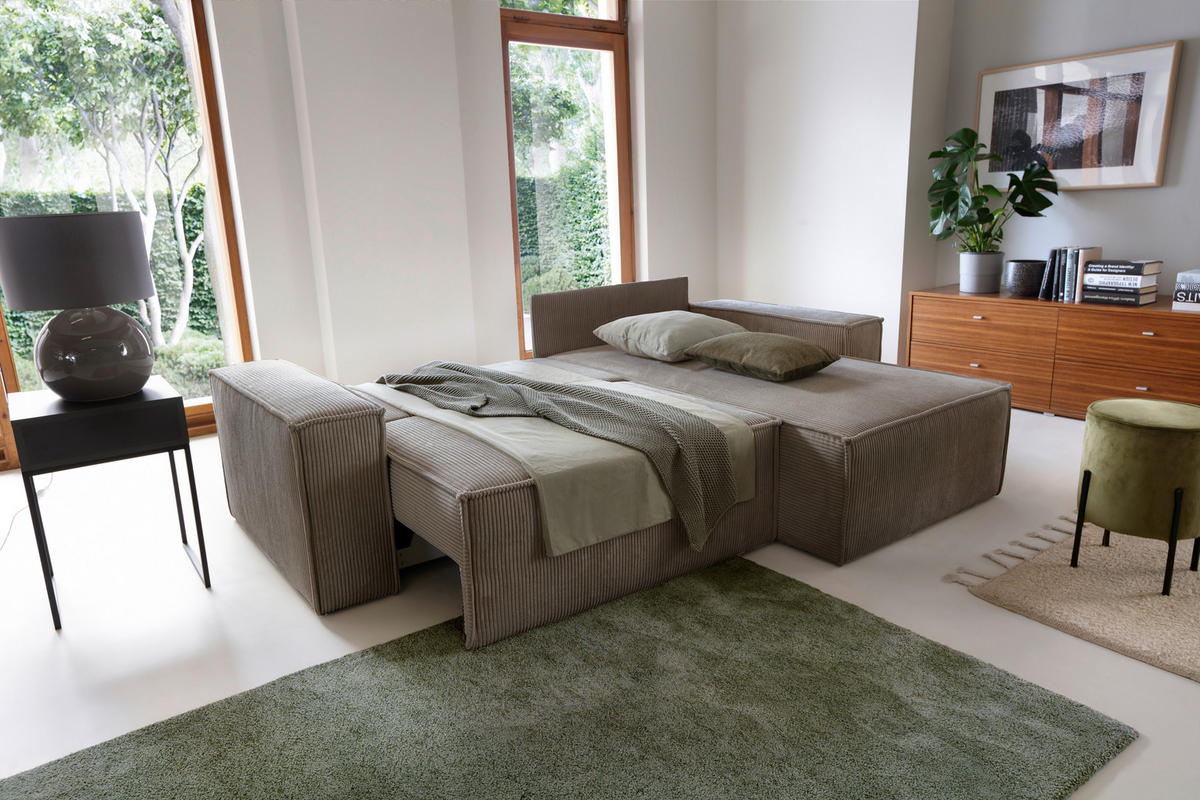 ECKSCHLAFSOFA Samt Anthrazit  - Anthrazit/Schwarz, KONVENTIONELL, Holz/Kunststoff (251/170cm) - MID.YOU
