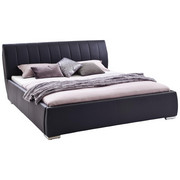 POLSTERBETT 180/200 cm in Schwarz - Chromfarben/Schwarz, Design, Holz/Textil (180/200cm) - Xora