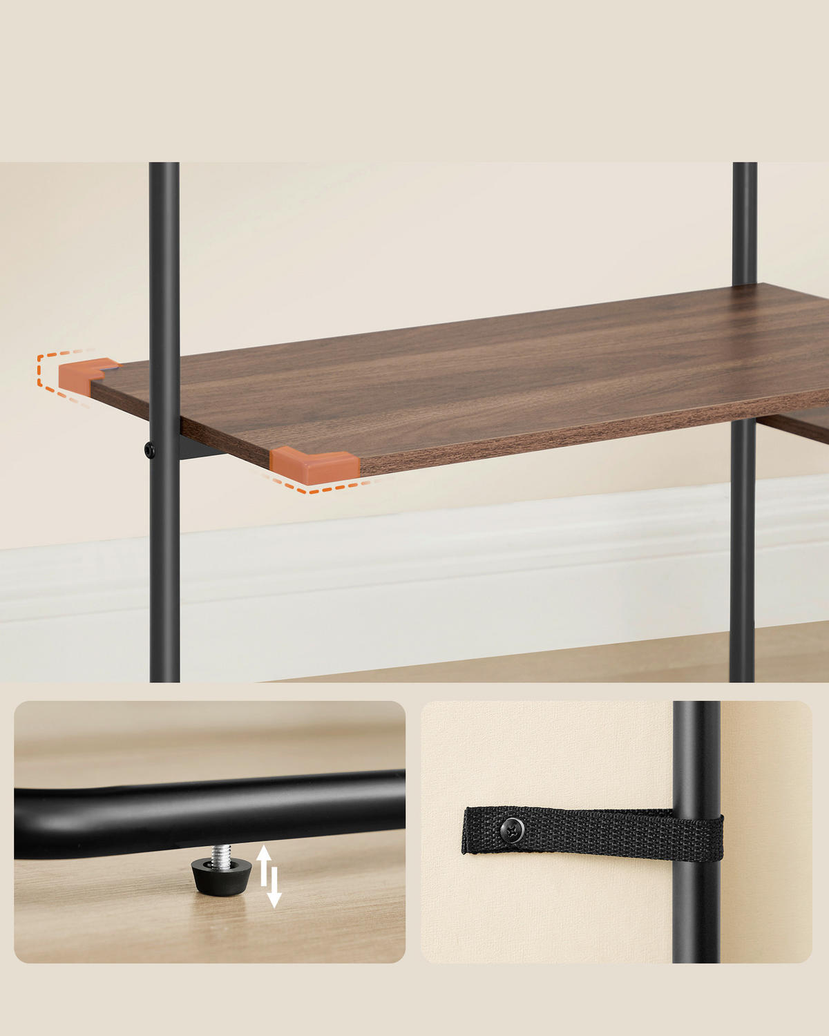 OFFENER KLEIDERSCHRANK 163,6/175,3/33,8 cm,  in Naturfarben, Walnussfarben  - Walnussfarben/Naturfarben, Basics, Holzwerkstoff/Metall (163,6/175,3/33,8cm)