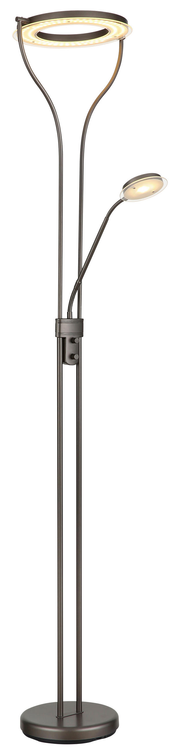 LED-STEHLEUCHTE Ebro 35/30/194 cm  - Klar/Schwarz, Design, Glas/Kunststoff (35/30/194cm) - Globo