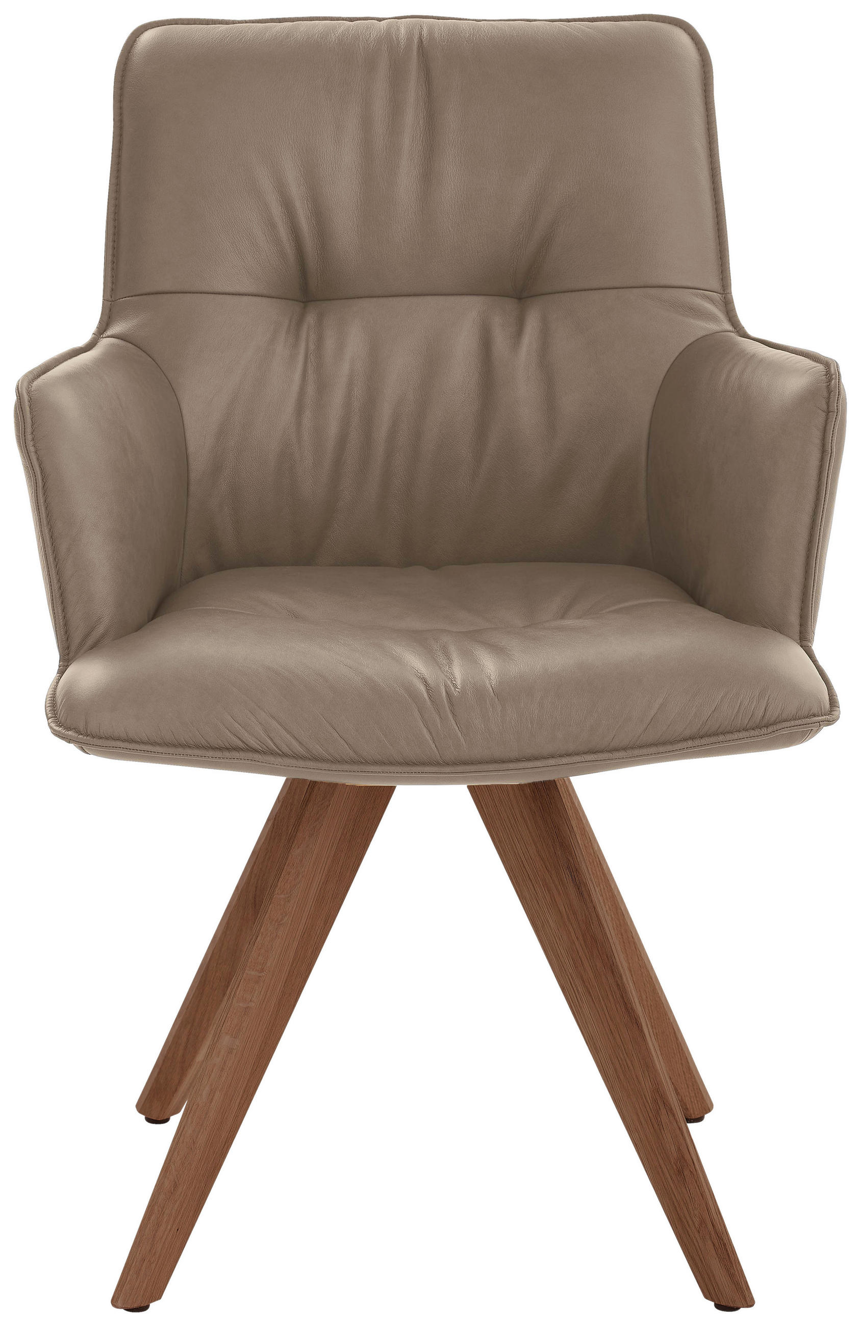 ARMLEHNSTUHL  in Echtleder pigmentiert  - Taupe/Nussbaumfarben, Design, Leder/Holz (59/89/63cm) - Dieter Knoll