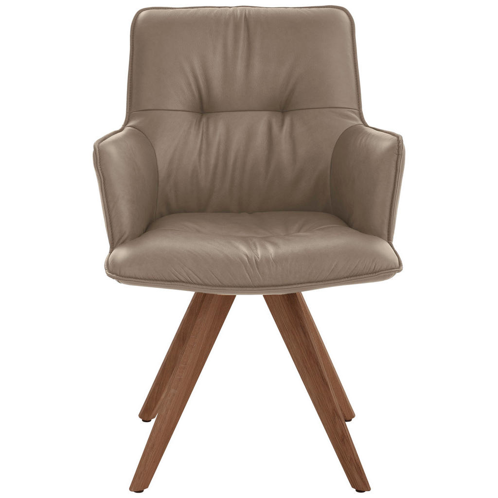 Thumbnail - Dieter Knoll Armlehnstuhl, Taupe, Nussbaum, Holz, Leder, Echtleder, Rindleder, Nussbaum, massiv, Stativgestell, 59x89x63...