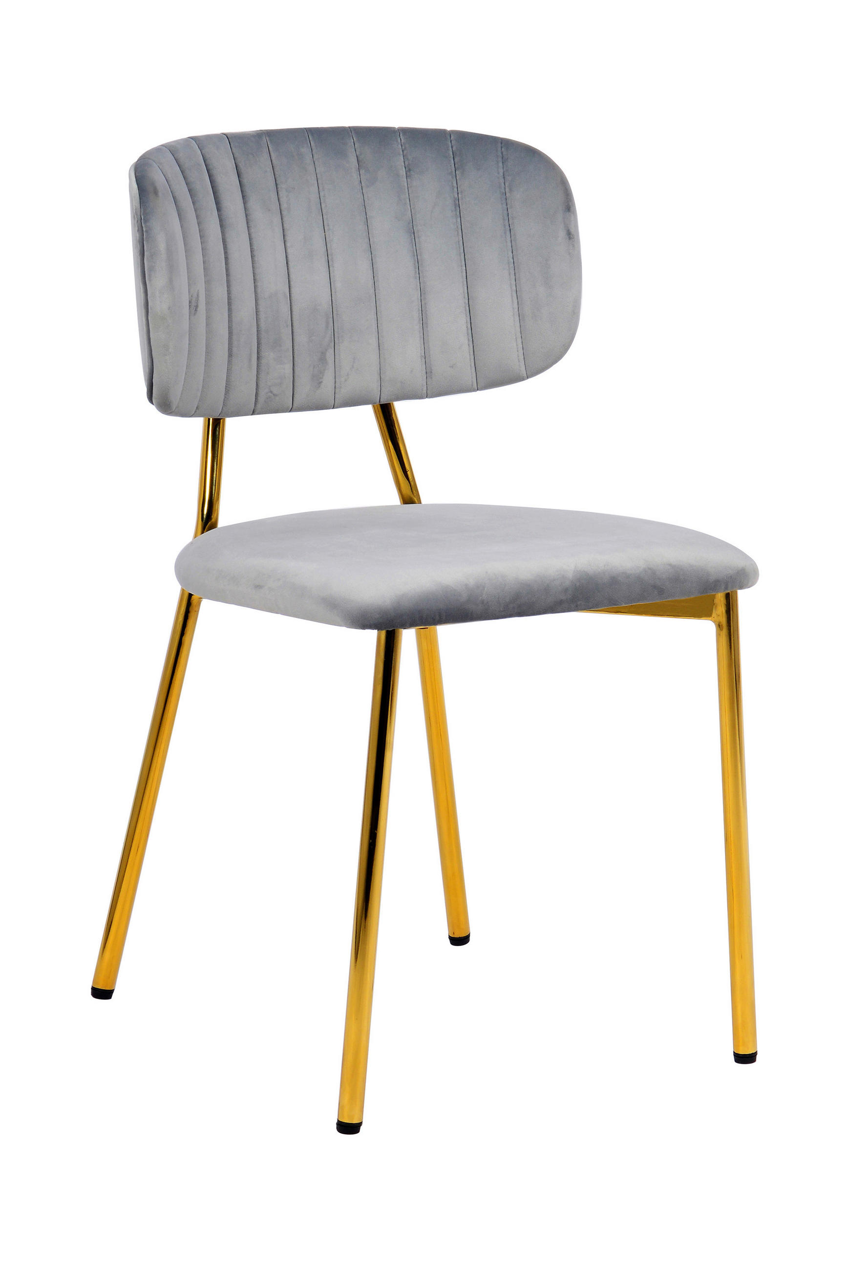 STUHL-SET 2 Stück  in Samt  - Goldfarben/Grau, MODERN, Textil/Metall (47/80/51cm) - Kayoom