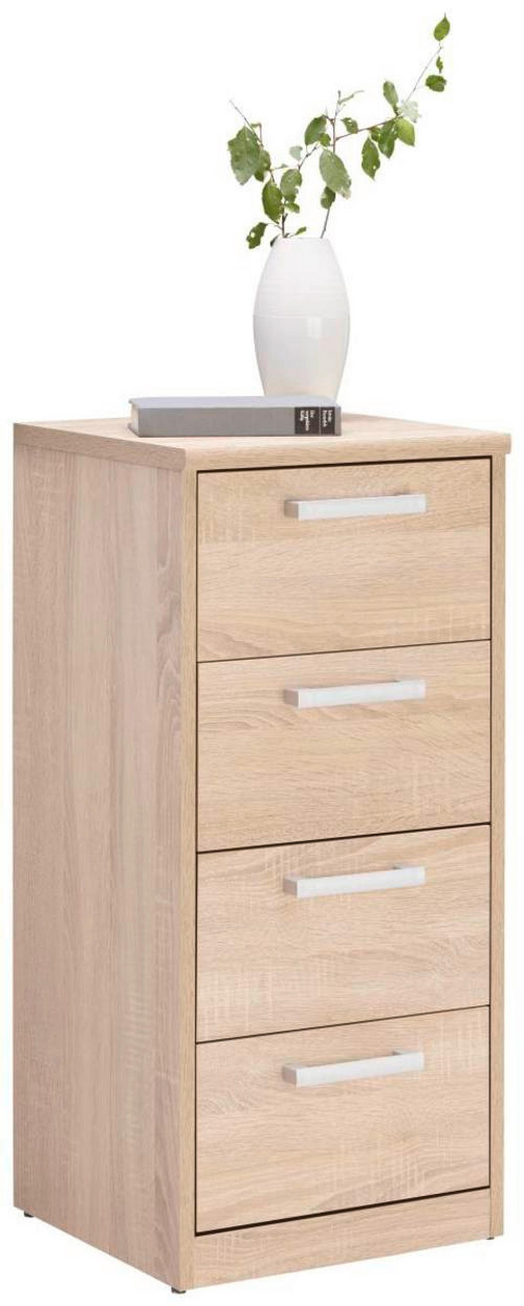 KOMODA, hrast sonoma  - srebrne barve/črna, Konvencionalno, kovina/leseni material (38/84/36cm) - Xora