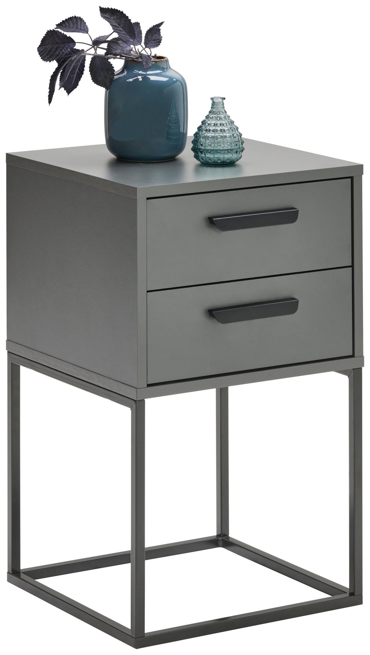 SÄNGBORD i antracit, svart  - svart/antracit, Klassisk, metall/trämaterial (40/65/38,5cm) - Carryhome