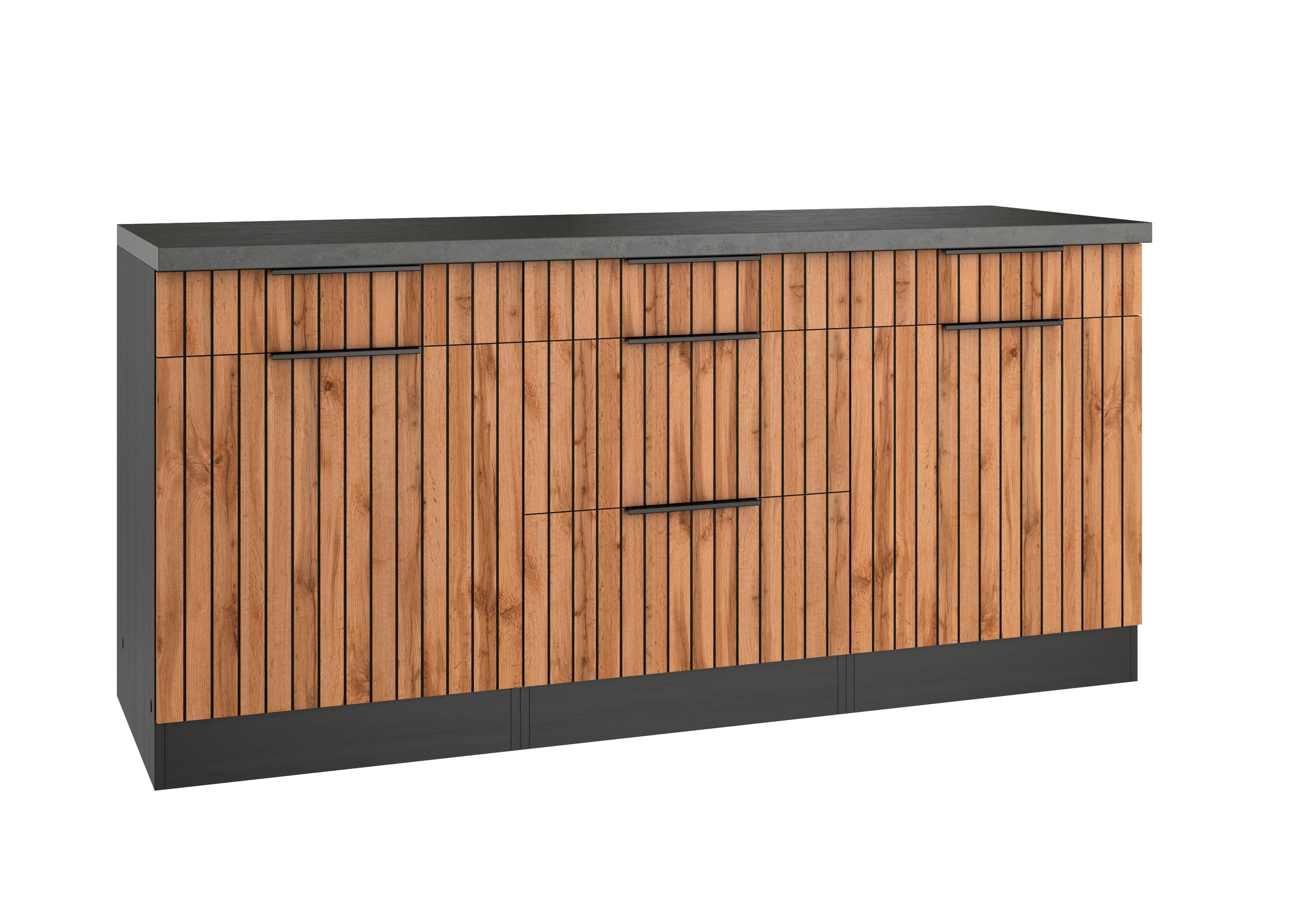 KÜCHENUNTERSCHRANK 180/85/60 cm  in Graphitfarben, Eiche Wotan  - Schieferfarben/Eiche Wotan, Basics, Holzwerkstoff/Metall (180/85/60cm) - Held