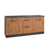 KÜCHENUNTERSCHRANK 180/85/60 cm  in Graphitfarben, Eiche Wotan  - Schieferfarben/Eiche Wotan, Basics, Holzwerkstoff/Metall (180/85/60cm) - Held