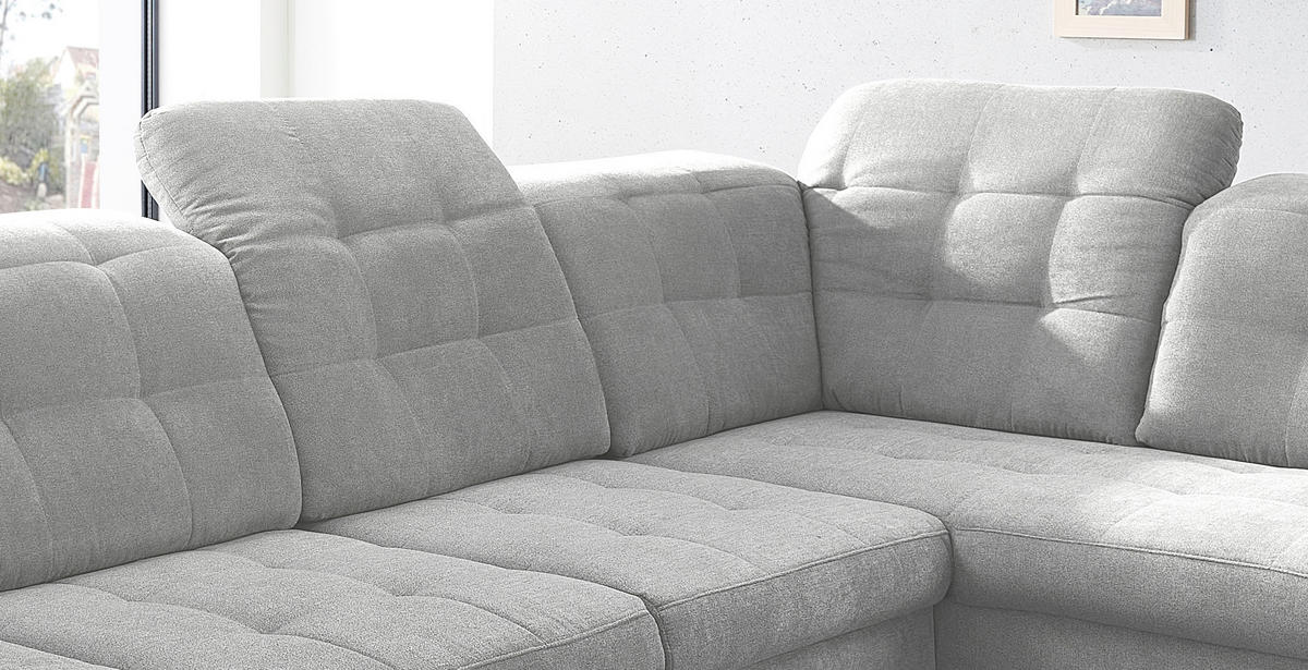 WOHNLANDSCHAFT Silberfarben Mikrofaser  - Chromfarben/Silberfarben, Design, Kunststoff/Textil (169/330/212cm) - Livetastic