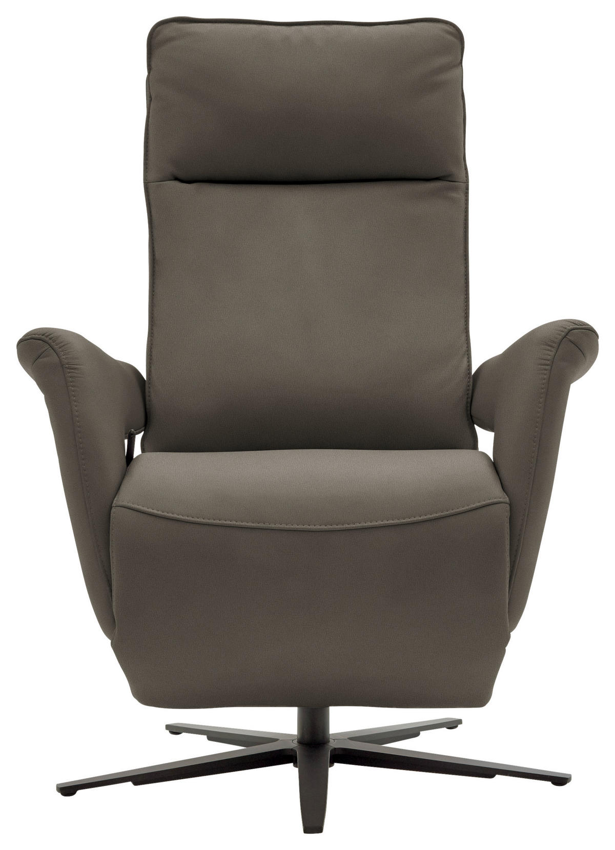 RELAXSESSEL in Leder Graubraun  - Graubraun/Schwarz, Design, Leder/Metall (83/116/87cm) - Valdera