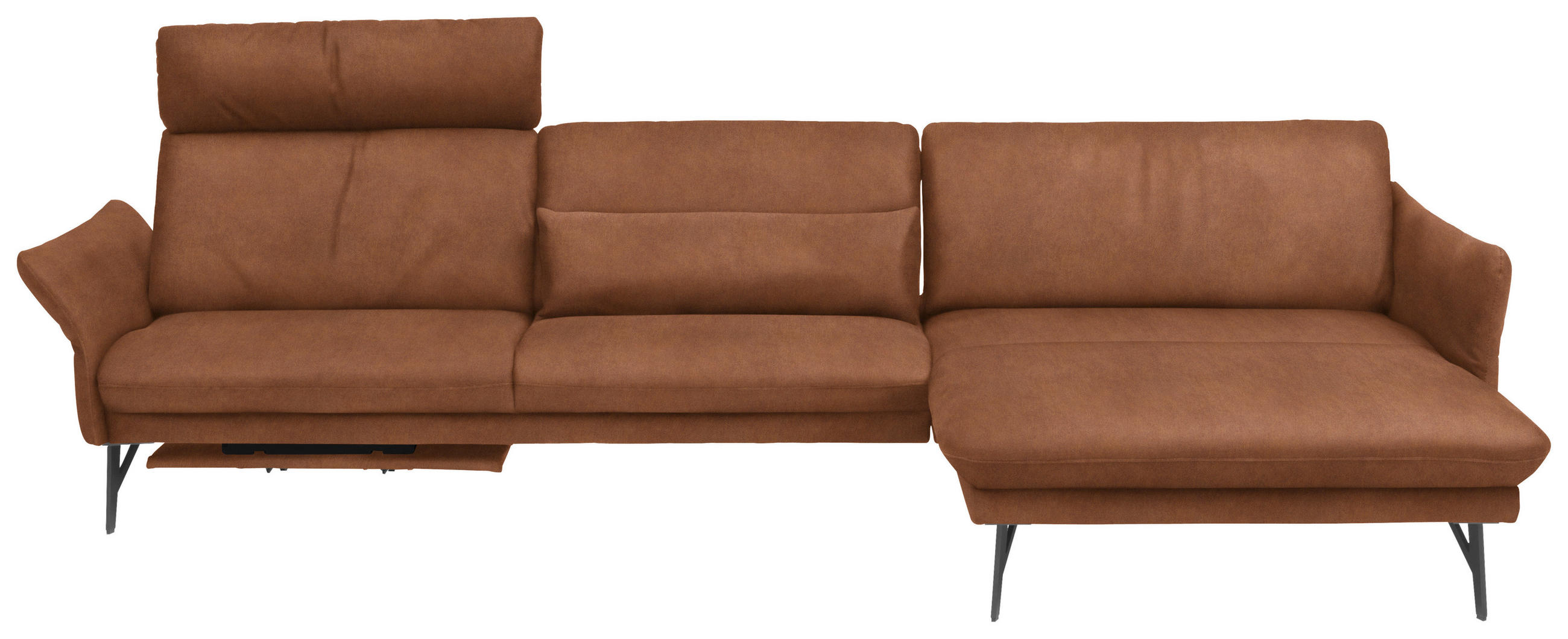 ECKSOFA Braun Lederlook Armteilverstellung, Sitztiefenverstellung  - Anthrazit/Braun, Design, Textil/Metall (330/174cm) - Himolla