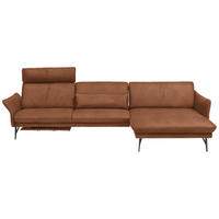ECKSOFA Braun Lederlook Armteilverstellung, Sitztiefenverstellung  - Anthrazit/Braun, Design, Textil/Metall (330/174cm) - Himolla