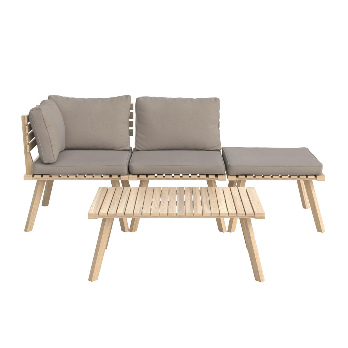 SET MOBILIER DE GRĂDINĂ  - culoare lemn acacia/gri, Basics, lemn/textil (186/60cm) - Ambia Garden